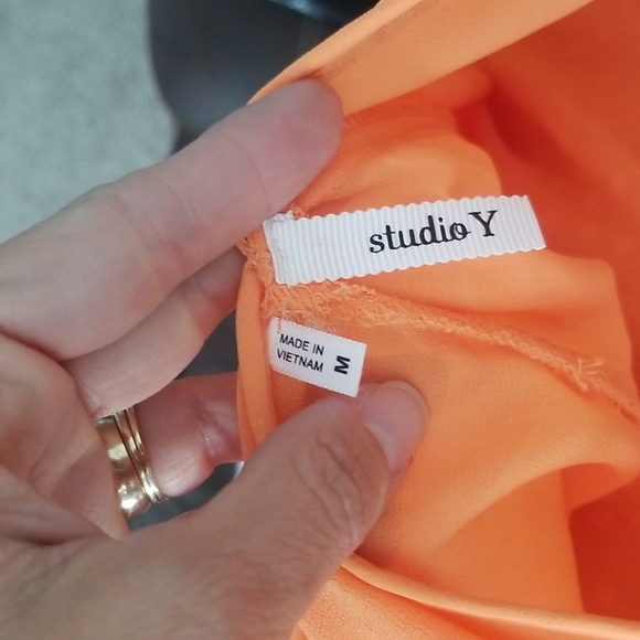 Studio Y orange blouse with sequins and a longer flowy back detail. Very pretty - Picture 4 of 4